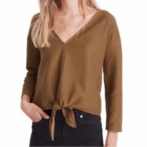 Madewell Women's XXS Brown Tie Front Top